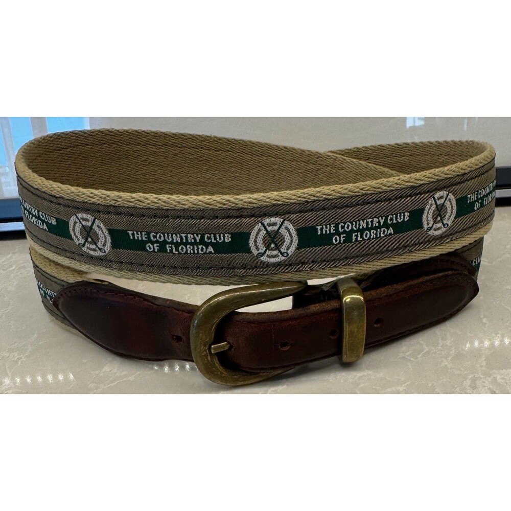 The Country Club of Florida - YRI Leather Canvas Belt - Men's Size 40